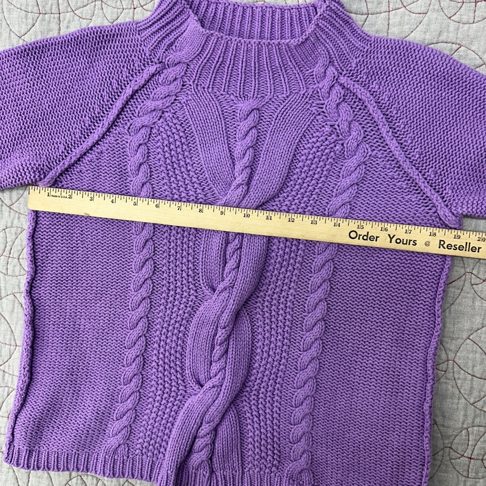 J. Jill Sweater Purple Cable Knit Mock Neck / Womens Small - Picture 7 of 8